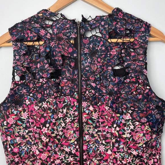 Elie Tahari Pink and Black Floral Sheath “Blake” Dress Size 12 - Picture 7 of 9